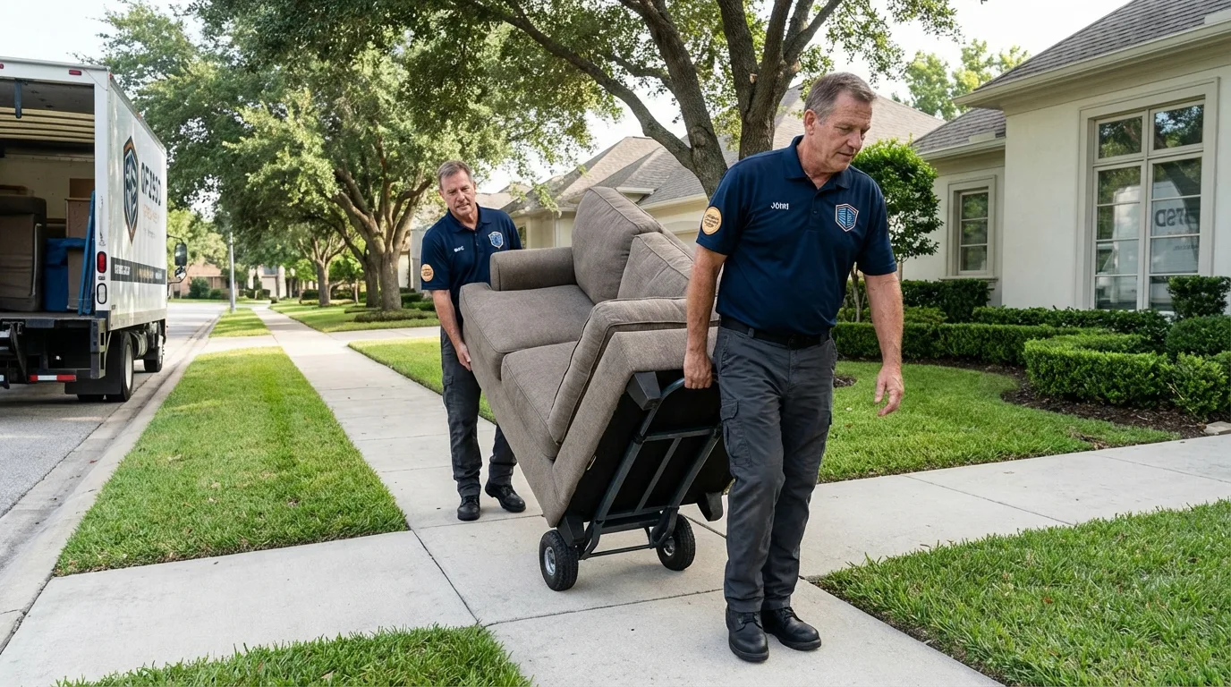 Local residential moving crew loading furniture in Riverview, MI
