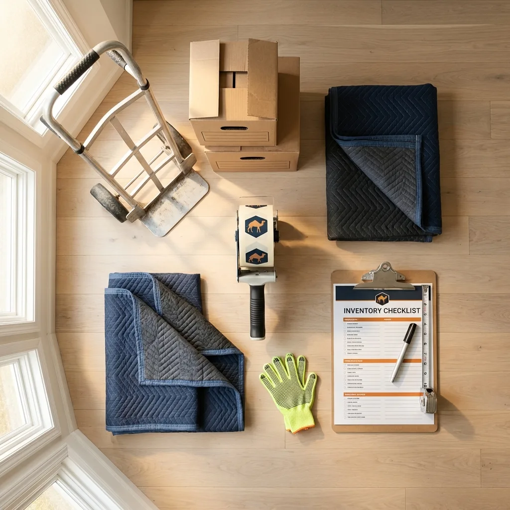 Professional moving supplies and packing materials layout for Riverview residential relocations